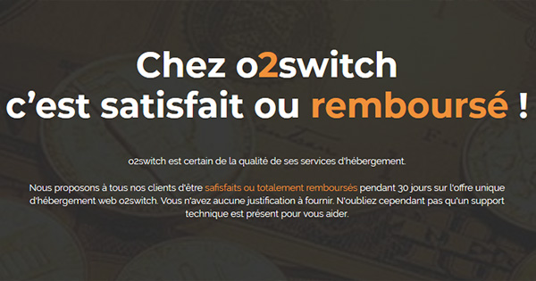 Satisfait remboursé o2switch